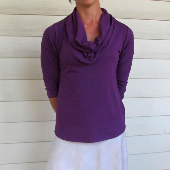 Image of Organic Cowl Neck Shirt - Royal Purple