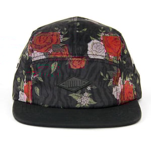 Image of FLORAL TIGER Black 5 Panel Hat w Suede Brim