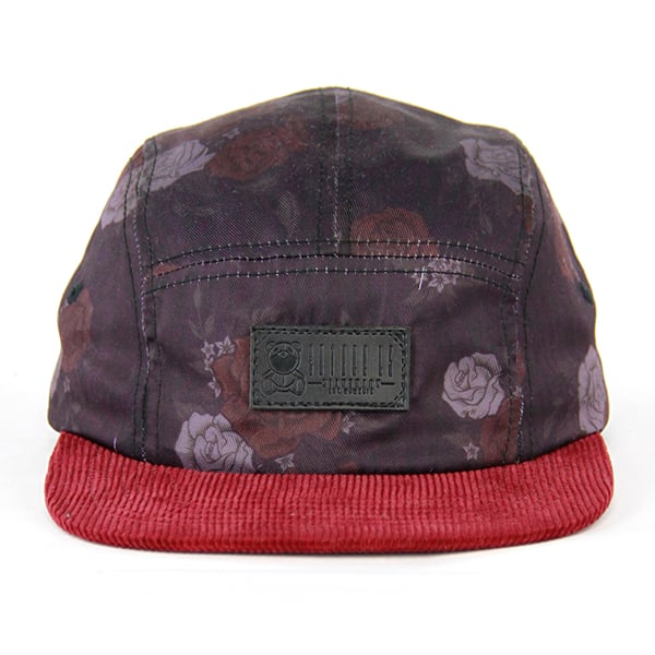 Image of FLORAL TIGER Maroon 5Panel Hat w Corduroy Brim