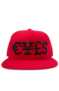 Image of EYES Snapback In Red & Black
