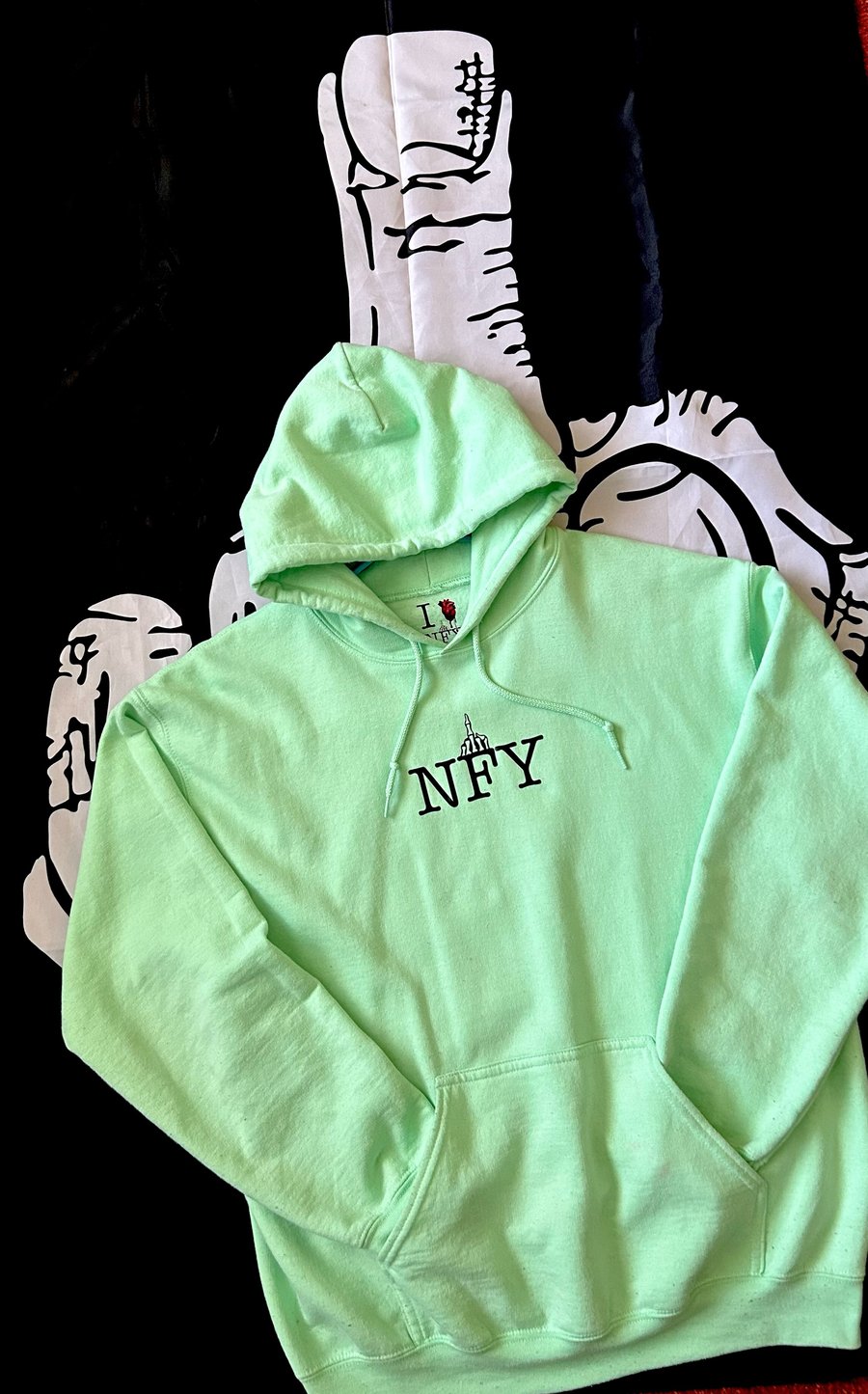 Image of I 💙 NFY HOODIE “Mint Condition” Edition (Blue Heart Logo) 