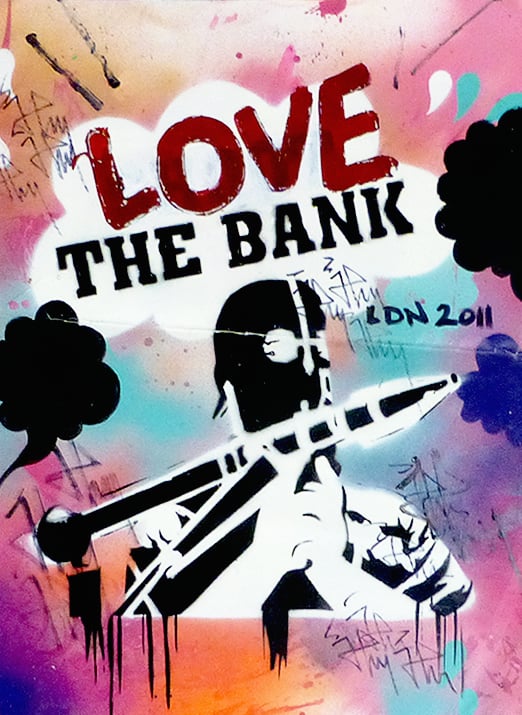 Image of RARE: LOVE THE BANK  // ON PAPER  LONDON 2011 FRAMED