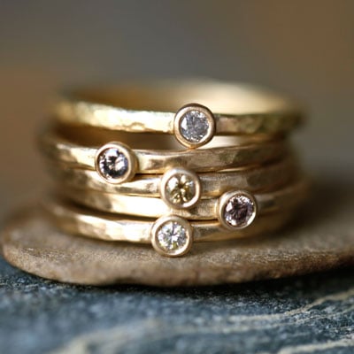 18K Brown Diamond Stacking Rings / Heike Grebenstein Fine Jewelry