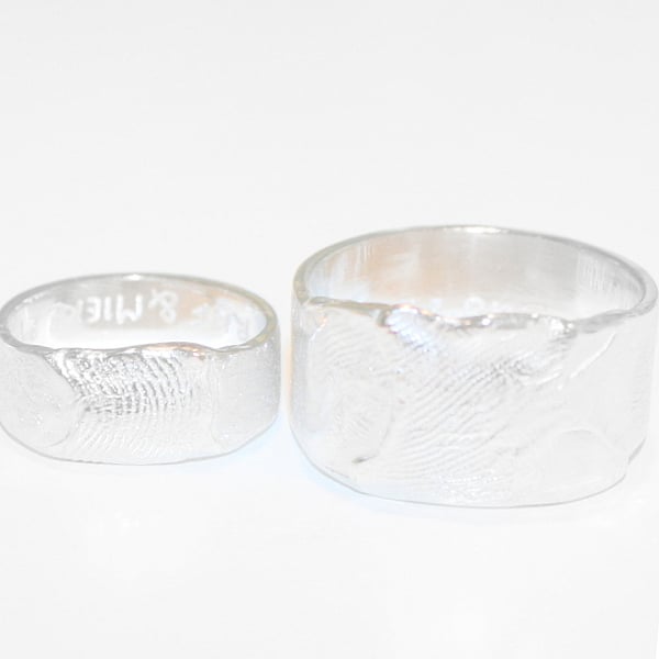 Image of Zilveren trouwring met vingerafdruk, trouwringen op maat, goudsmid, Antwerpen