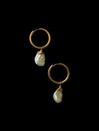 Image 3 of Keshi flakes hoops