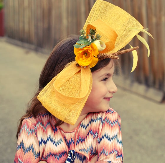 Image of Bright yellow bow fascinator