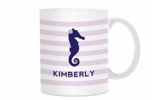 Image of Monogrammed Personalized Mug - Nautical - Seahorse with Flower