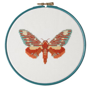 Image of Orange Moth cross-stitch PDF pattern