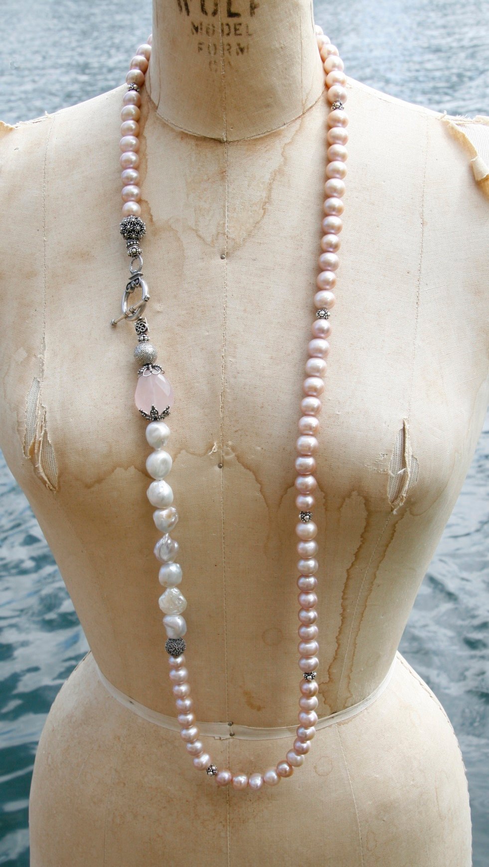 Pink Freshwater Pearl and White Baroque Pearls