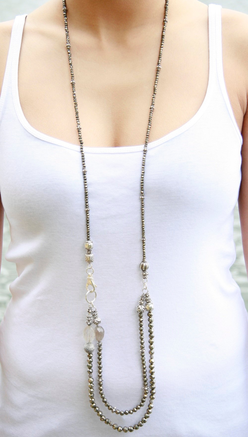 Long Pyrite Necklace