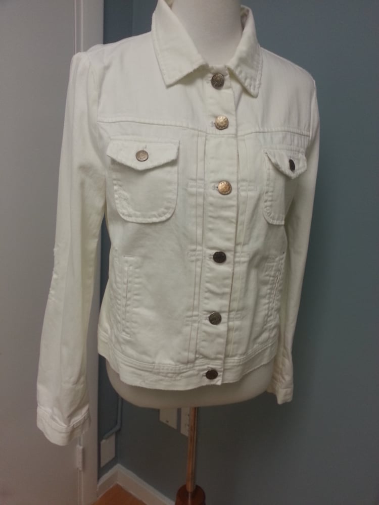 Image of J Crew  Destresed White Jean Jacket