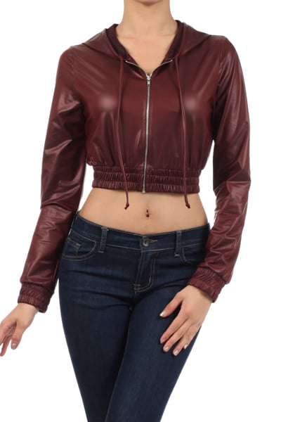 burgundy faux leather trousers