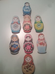 Image of Wooden Russian Doll brooches