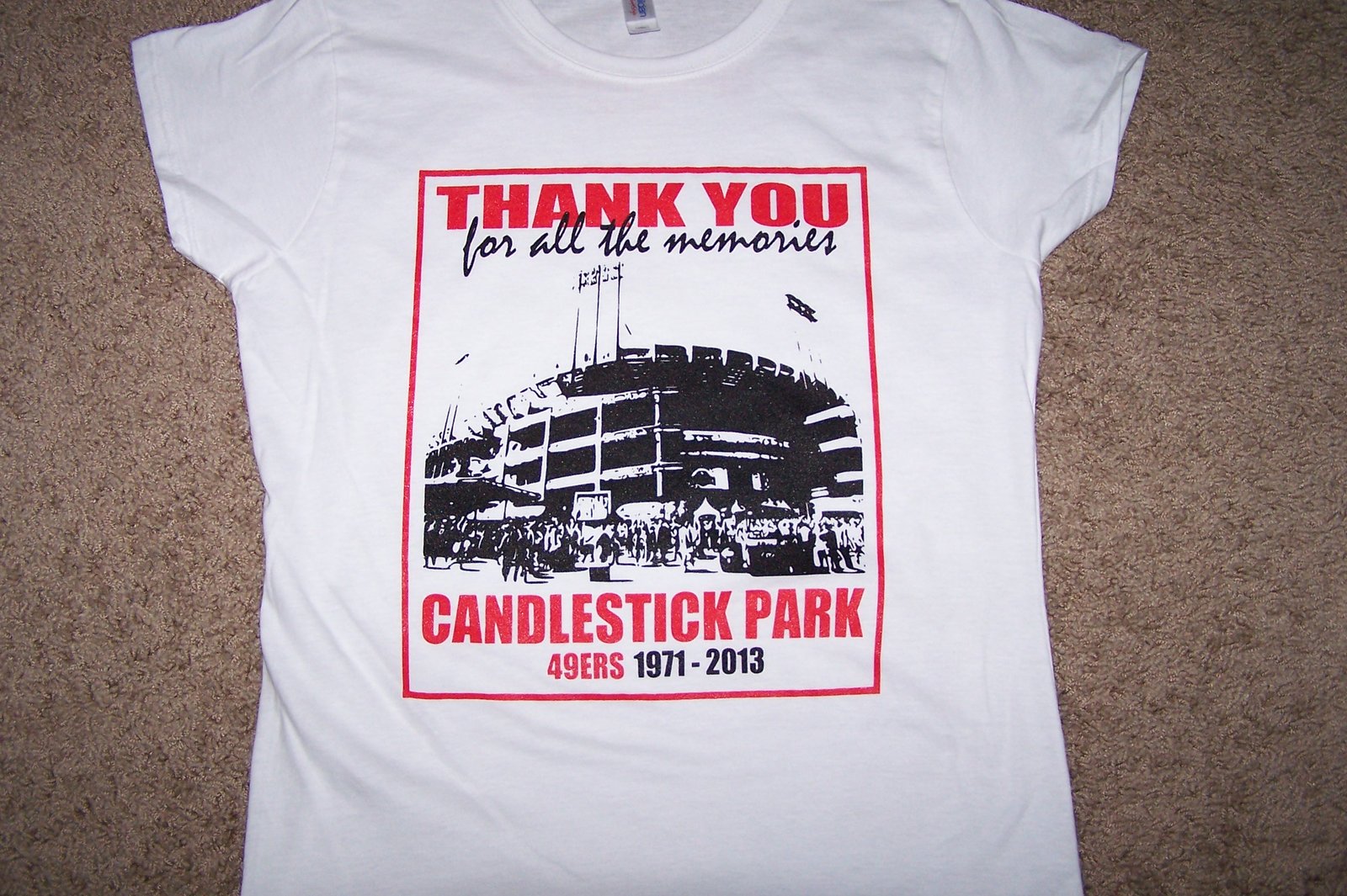 Candlestick Park Memorial tshirt Womens Ladies fitted Fast Shipping