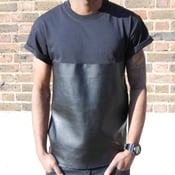 Image of 50/50 Black Leather On Black T-Shirt
