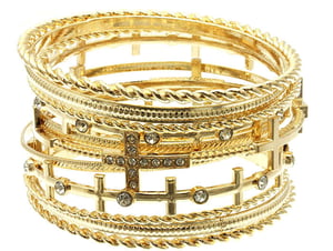 Image of Cross Bangle/Bracelet Set *ALL GOLD*