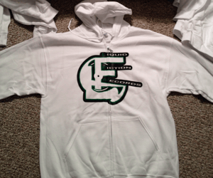 Image of Liquid Fiction Records Zip Up White Hoodie Limited Edition /25