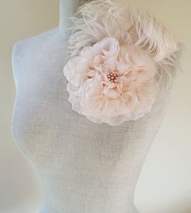 Image of Dina Pearl Blush Feathered Fascinator