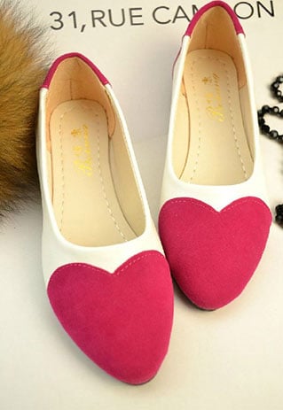 Image of [grzxy61900061]Sweet Cute Heart Pattern Pointed-toe Loafers