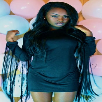 Image of SHORT BLACK FRINGE DRESS