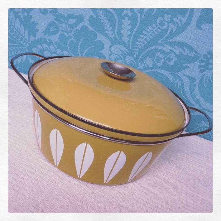 Image of Mid century Cathrineholm Lotus pattern casserole dish / Dutch oven with lid