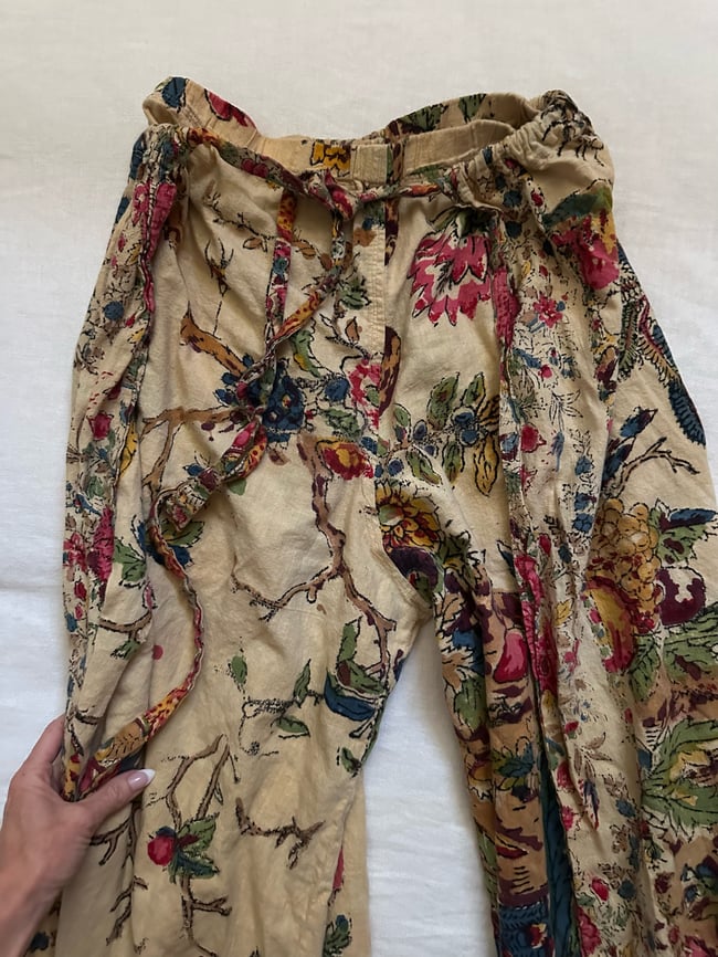 early 70s indian tapestry cotton gauze wrap around pants 