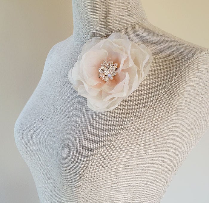 Image of Aria Ivory and Pink Flower Fascinator