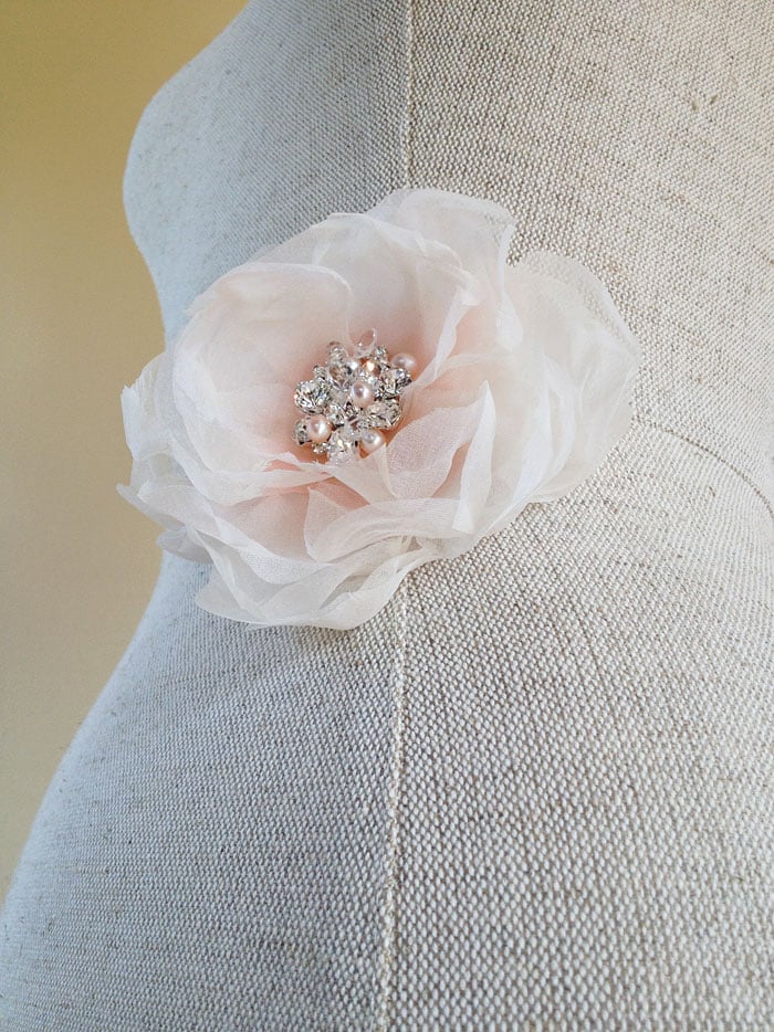 Image of Aria Ivory and Pink Flower Fascinator