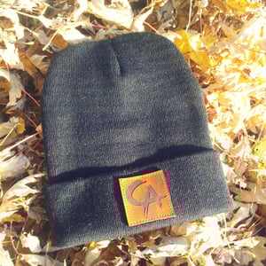 Image of Black Classic CA Leather Patch Beanie
