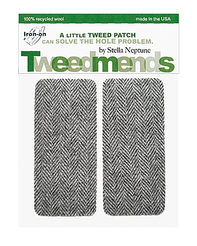 Iron-on Wool Patches - Medium Grey Herringbone - Limited Edition