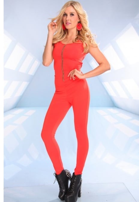 red cut out bodysuit