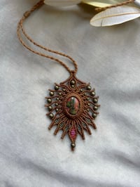 Macrame necklace with unakite stone