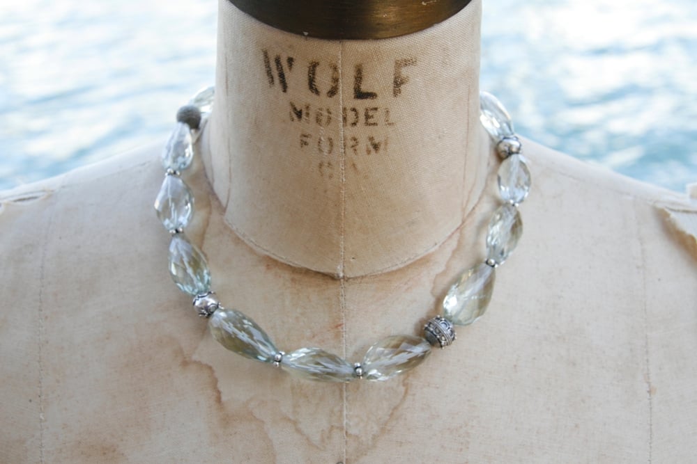 Faceted Green Amethyst Necklace