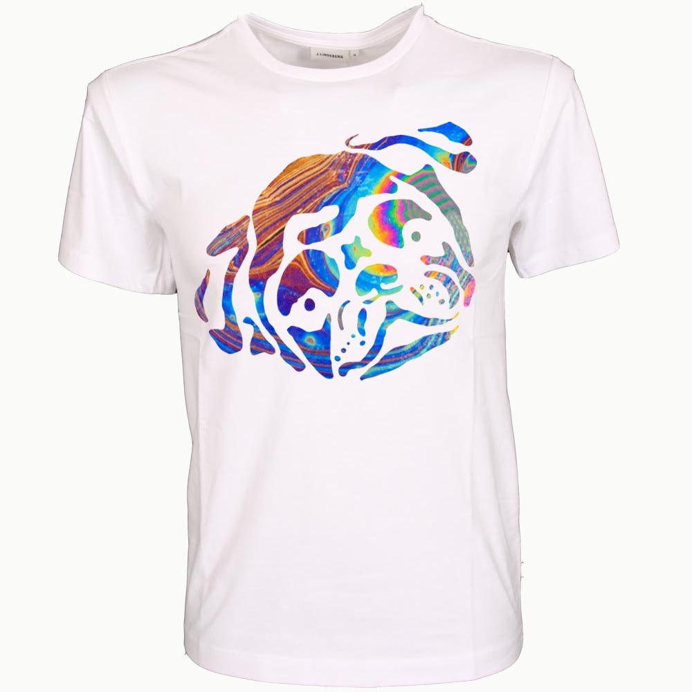 Image of Oil Slick PUG Logo White Oversized Tee - OUT OF STOCK