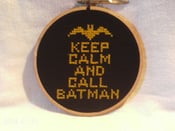 Image of Keep Calm And Call Batman 6.5" Cross Stitch Hoop Art