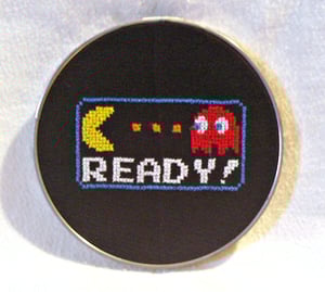 Image of Pac-Man Geeky Cross Stitch 5" Hoop Art