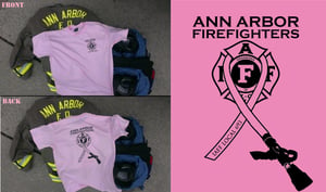 Image of Ann Arbor Firefighters - IAFF Local 693 - Breast Cancer Awareness T-Shirt (Black on Pink) 