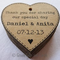 Image 3 of 100 Personalised Kraft Heart Gift Tags