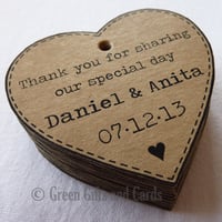 Image 4 of 100 Personalised Kraft Heart Gift Tags