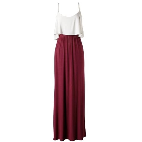 Image of Burgundy + Ivory Maxi Dress