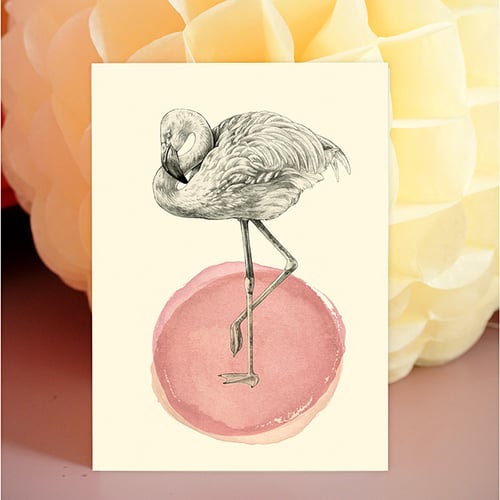 Image of Carte postale simple Flamant rose