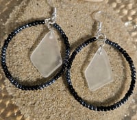 Image 1 of frost + beaded hoop earrings