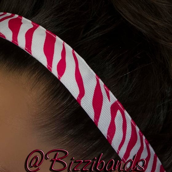 Image of Hot Pink/White Zebra Striped Bizziband