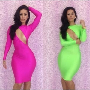 Image of Neon Sexy Cut Bodycon Dress