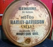 Image of Vintage Harley Davidson Oil Barrel Lid / Sign