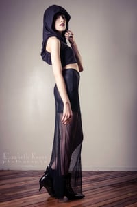 Image 1 of Witchy Crop top with  faux leather panel 