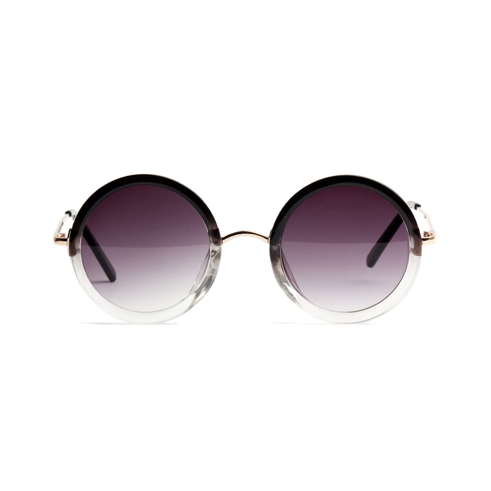 Image of Black & Clear Ombré Circle Sunglasses