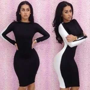 Image of Black & White Backless Bodycon Dress