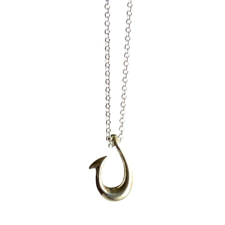 Image of Makau Hawaiian Fish Hook Necklace Silver
