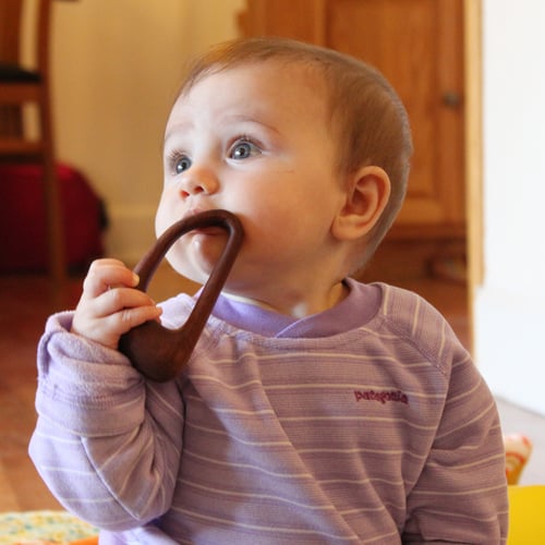 Image of White Oak Carabiner Baby Rattle